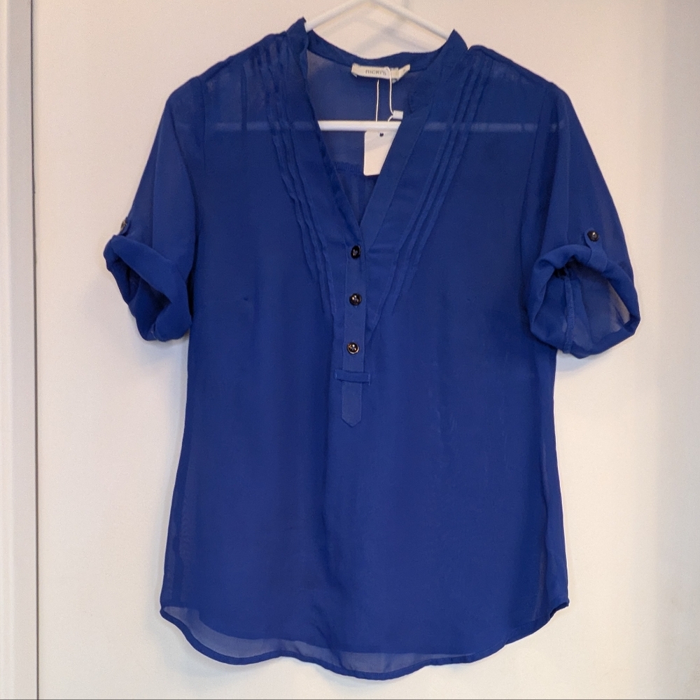 Roll-cuff Sheer Blouse